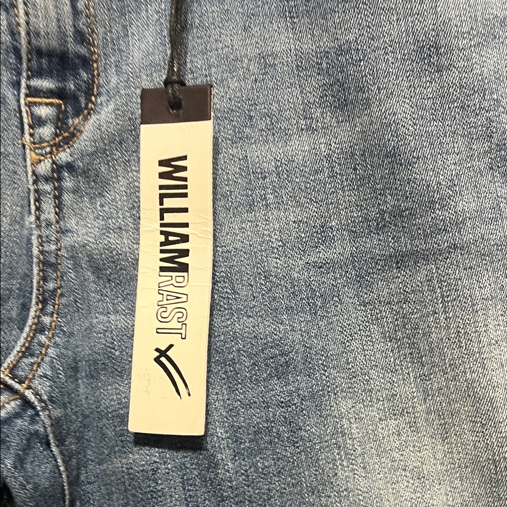 William Rast Blue Flare Jeans with Frayed Hem - Picture 4 of 11